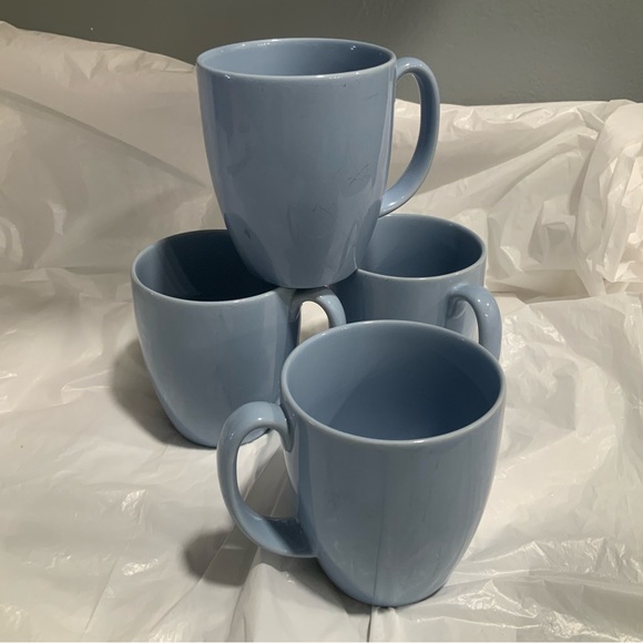 Set Of 4 Vintage Corelle Stoneware Coffee Cups Mugs Light Blue/Periwinkle - Picture 11 of 11